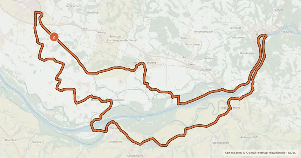 Kartenübersicht der Radroute Donauauenradweg