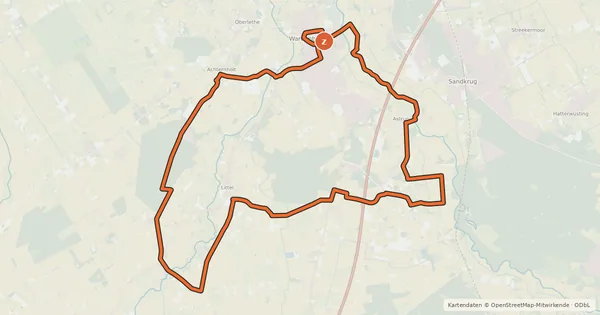 Kartenübersicht der Radroute DorfErleben-Tour