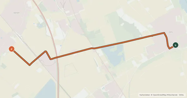 Kartenübersicht der Radroute Dormagen (35) - Dormagen (39)