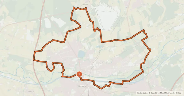 Kartenübersicht der Radroute Dorsten Tour 2