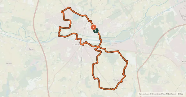 Kartenübersicht der Radroute Dorsten Tour 9
