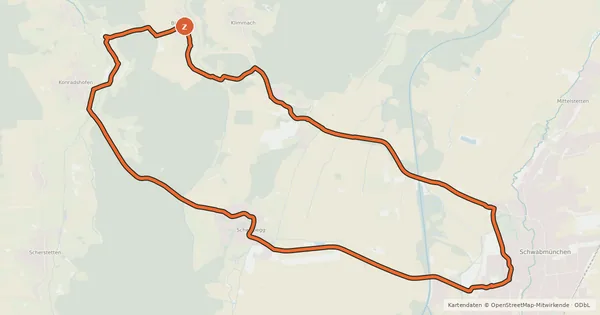 Kartenübersicht der Radroute Dr.-Karl-Vogele-Radweg