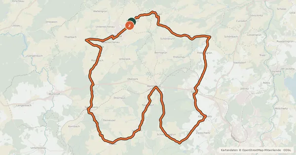 Kartenübersicht der Radroute Drachenradweg (große Runde)