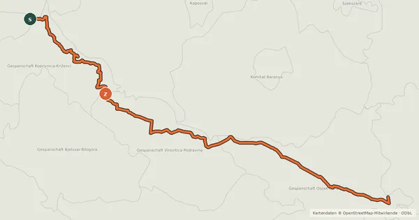 Kartenübersicht der Radroute Drava route