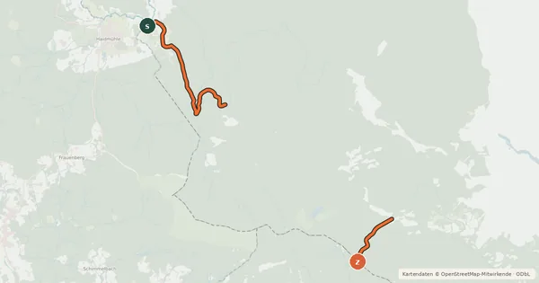 Kartenübersicht der Radroute Drei-Länder-Radweg CZ