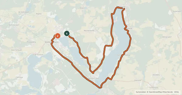 Kartenübersicht der Radroute Drei-Seen-Tour