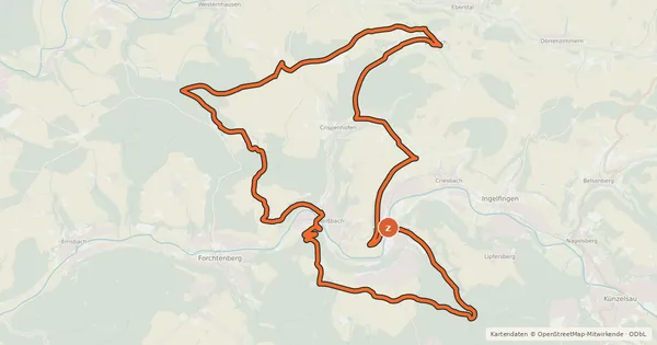 Kartenübersicht der Radroute Drei-Täler-Tour