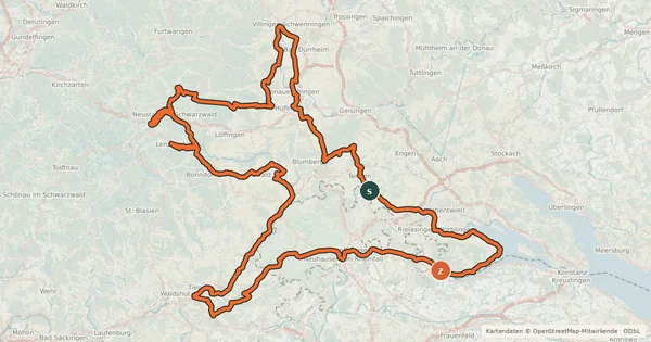 Kartenübersicht der Radroute Drei-Welten-Radweg