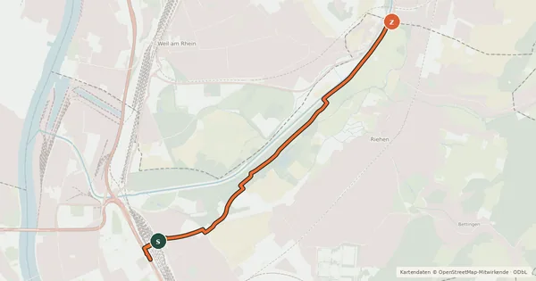 Kartenübersicht der Radroute Dreiland-Radweg Zubringer Basel (Schweizer Teil)