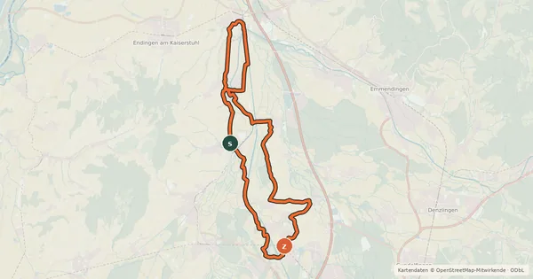 Kartenübersicht der Radroute Dreisam-Tour