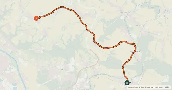 Kartenübersicht der Radroute Dresden–Bastei-Radroute