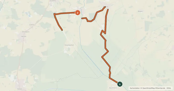 Kartenübersicht der Radroute Drömlingsrundweg