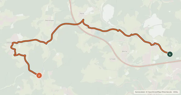 Kartenübersicht der Radroute Drolshagen (01) - Bergneustadt (28)