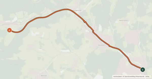 Kartenübersicht der Radroute Drolshagen (02) - Bergneustadt-Pernze (36)