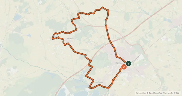 Kartenübersicht der Radroute Dülmen 16