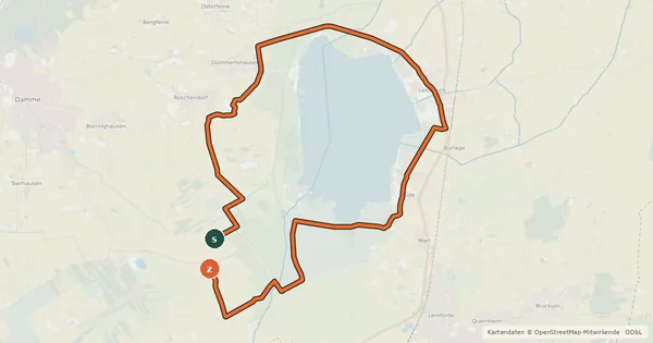 Kartenübersicht der Radroute Dümmer-Rund-Tour