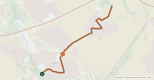 Kartenübersicht der Radroute Düren (10) - Düren (93)