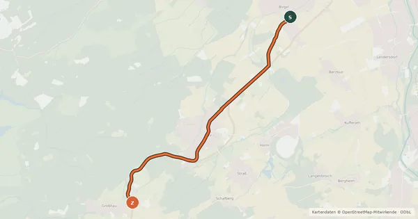Kartenübersicht der Radroute Düren (51) - Hürtgenwald (54)
