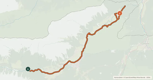 Kartenübersicht der Radroute Durch das Leutaschtal