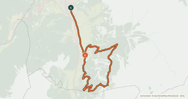 Kartenübersicht der Radroute Durch den Kompatschwald