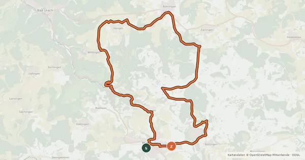 Kartenübersicht der Radroute e-Bike Tour 3 - Gruorn und Trailfinger Schlucht