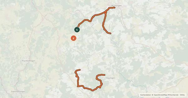 Kartenübersicht der Radroute e-Bike Tour 4 - Burgen im Großen Lautertal - Wimsen - Marbach