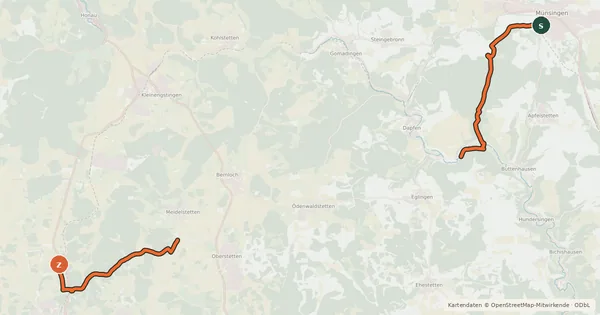 Kartenübersicht der Radroute e-Bike Tour 7 - Alb-Gold Tour