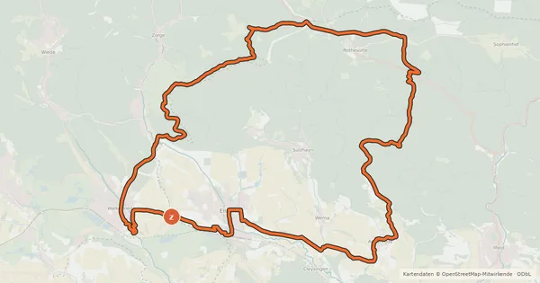 Kartenübersicht der Radroute E1 (Mitten durchs Dreiländereck)