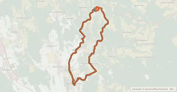 Kartenübersicht der Radroute Edelserpentin-Radweg