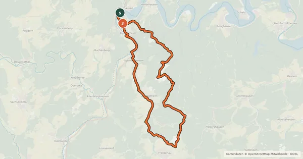 Kartenübersicht der Radroute Ederseeradweg ER2