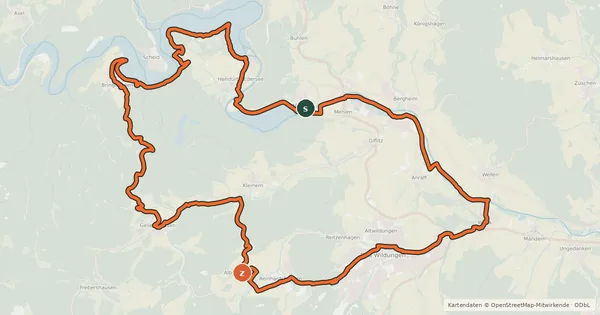 Kartenübersicht der Radroute Ederseeradweg ER4