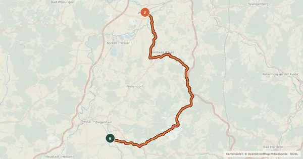 Kartenübersicht der Radroute Efzetal-Radweg R17