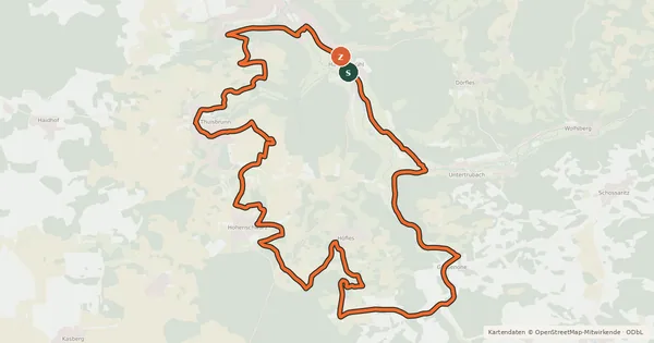 Kartenübersicht der Radroute Egloffsteiner Bärenrunde