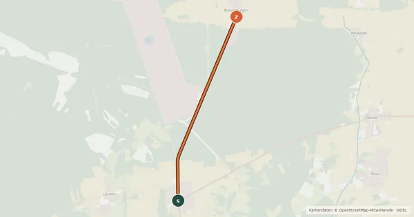 Kartenübersicht der Radroute Ehra (38) - Boitzenhagen (94)