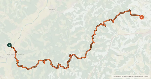 Kartenübersicht der Radroute Eichbergradweg