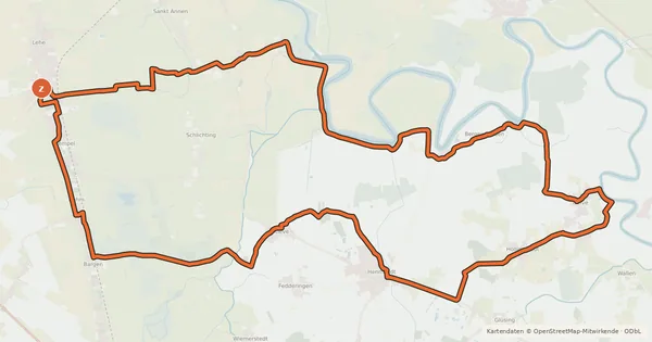 Kartenübersicht der Radroute Eider-Erlebnis-Route