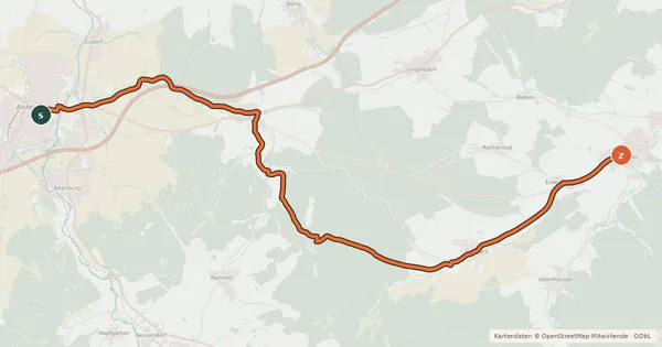 Kartenübersicht der Radroute Eifa-Tour