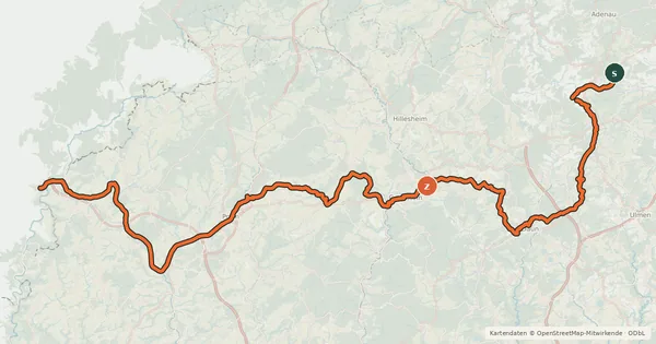Kartenübersicht der Radroute Eifel-Ardennen-Radweg
