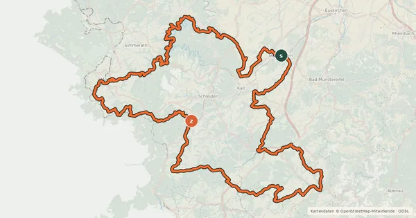 Kartenübersicht der Radroute Eifel-Höhen-Route