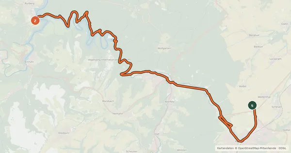 Kartenübersicht der Radroute Eifel-Höhen-Route (Alternativ-Streckenabschnitt)