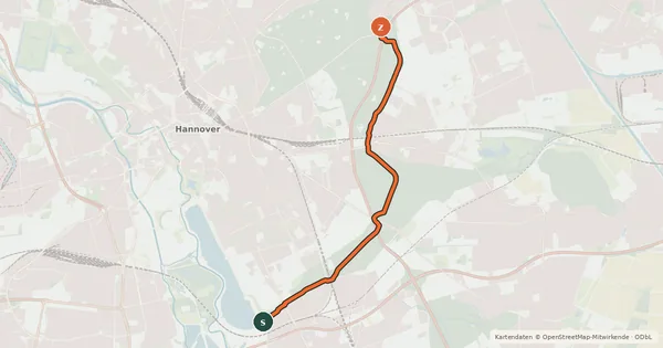 Kartenübersicht der Radroute Eilenriede