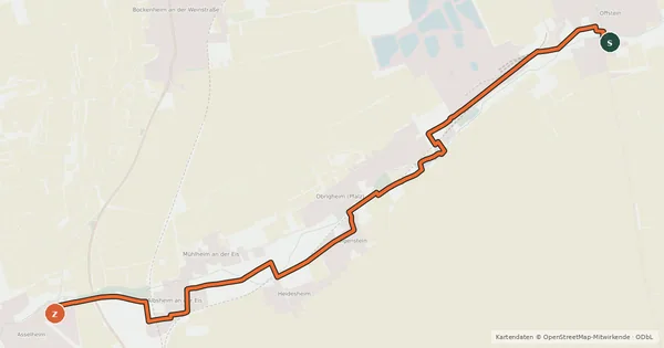 Kartenübersicht der Radroute Eisbachtal-Radweg