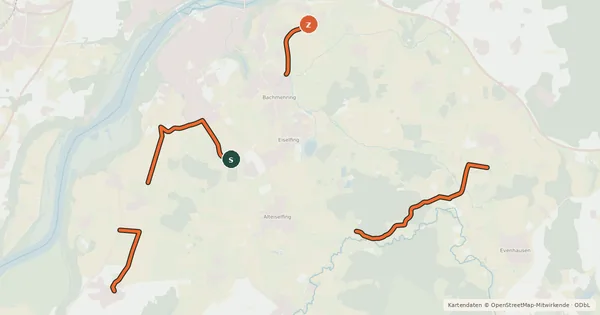 Kartenübersicht der Radroute Eiselfinger Hoamatrundn