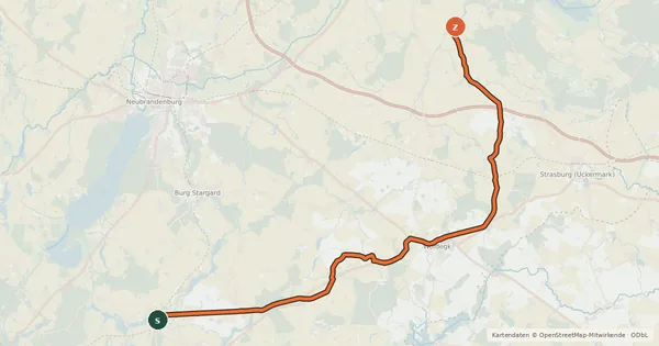 Kartenübersicht der Radroute Eisenbahnradweg