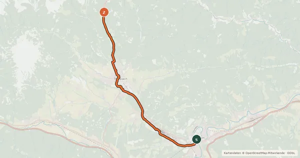 Kartenübersicht der Radroute Eisenstraßenradweg