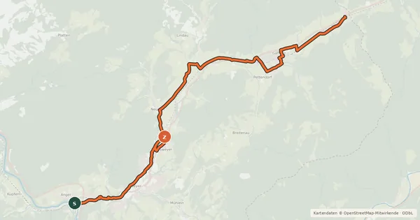 Kartenübersicht der Radroute Eisenwurzenweg