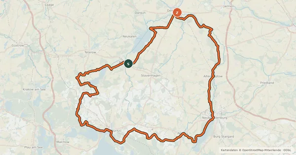 Kartenübersicht der Radroute Eiszeitroute (Rundroute 1)