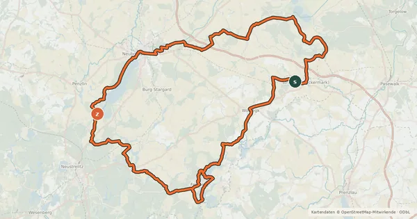 Kartenübersicht der Radroute Eiszeitroute (Rundroute 4)