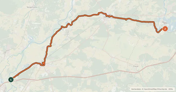 Kartenübersicht der Radroute Elbe-Havel-Radweg