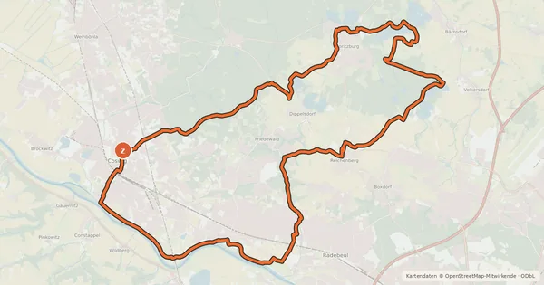 Kartenübersicht der Radroute Elbe-Moritzburg-Lößnitzgrund-Radweg